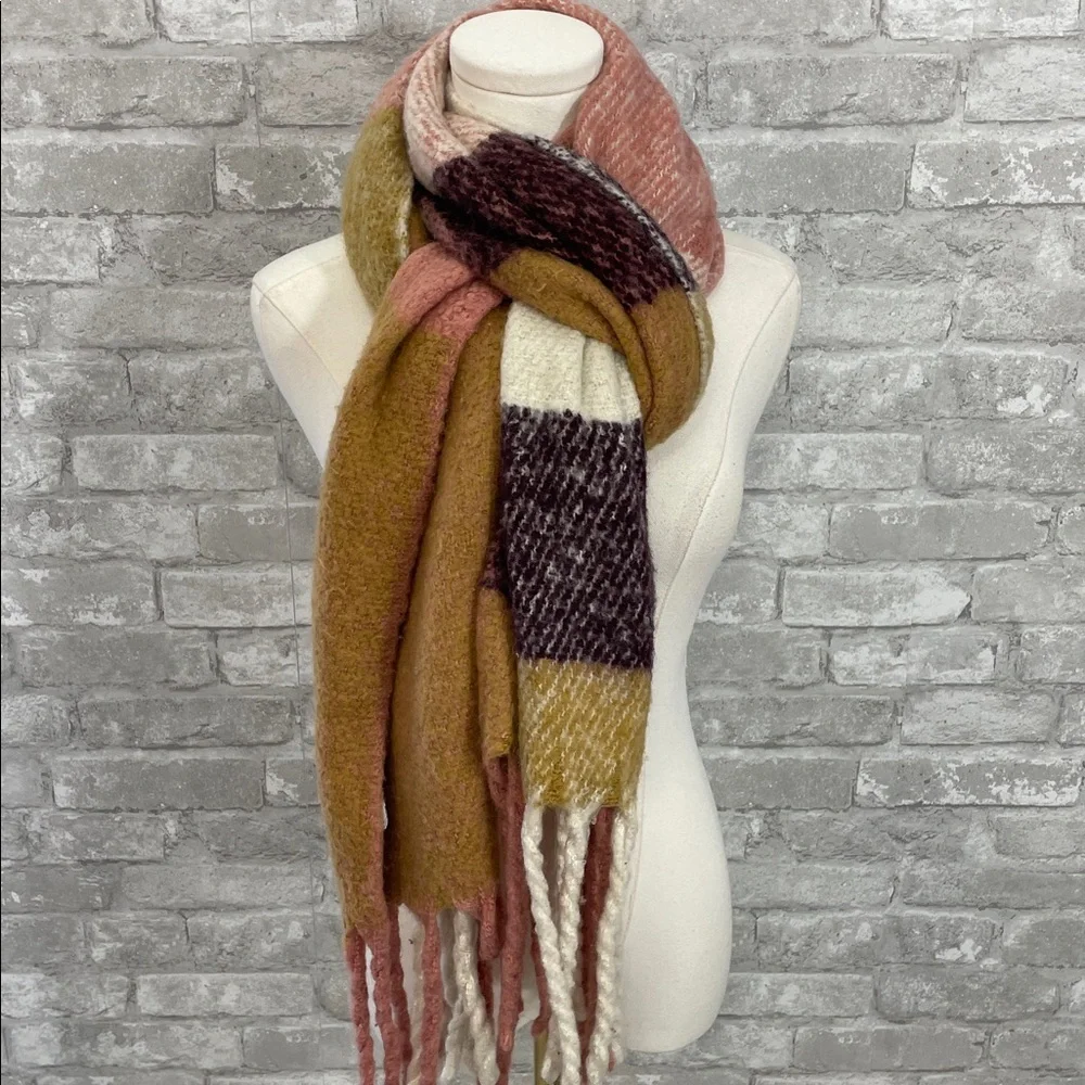 Cost Plus World Market Textured Acrylic Fringe Scarf